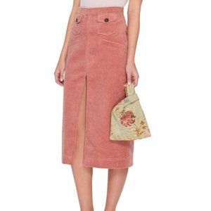 Alexa Chung Corduroy Long Slit Skirt Dusty Rose